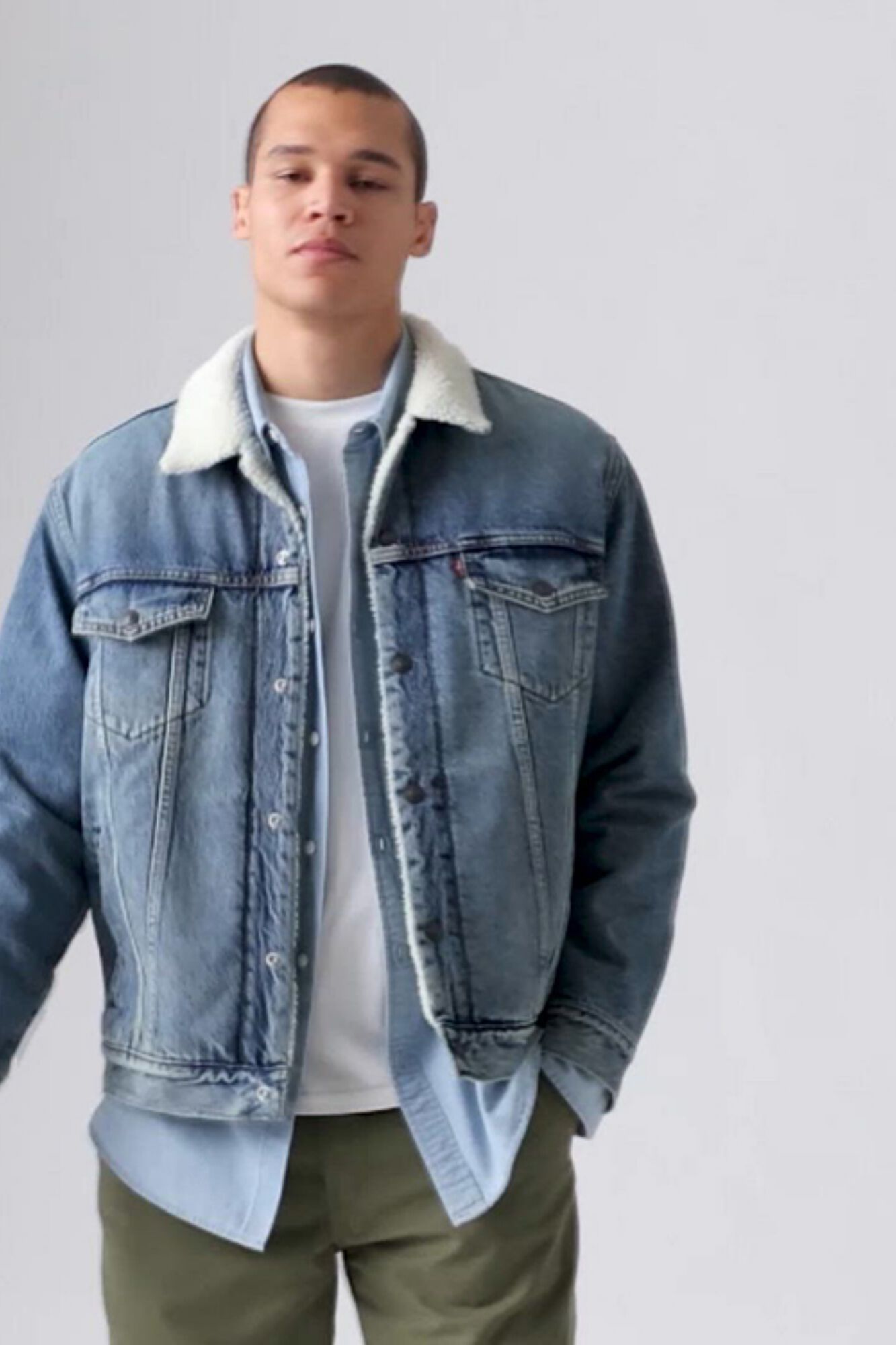 Levi's Blus&atilde;o de ganga com borrego