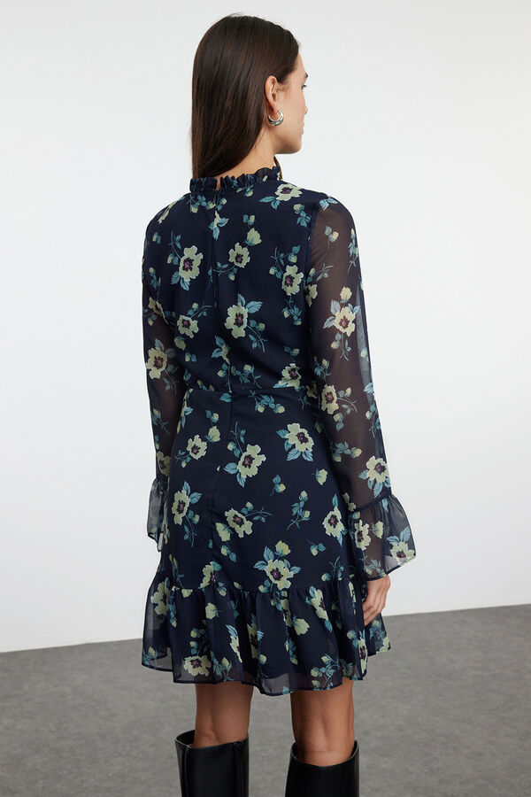 Trendyol Vestido mini folhos azul