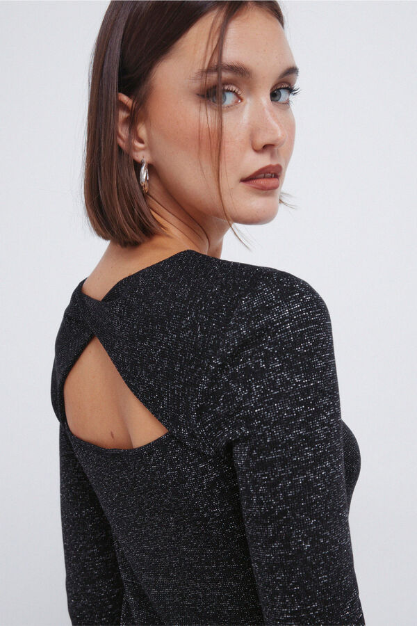 Springfield T-shirt com decote nas costas em lurex preto