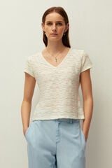 Systemaction T-shirt com estrutura e franzido no decote branco