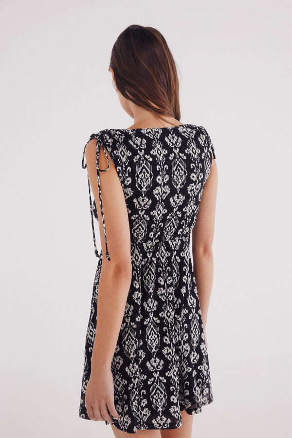 Springfield Vestido corto estampado étnico negro