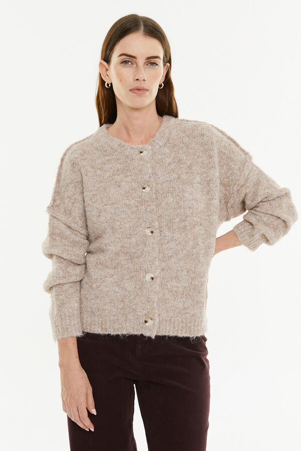 System Action Cardigan de pele com botões bege