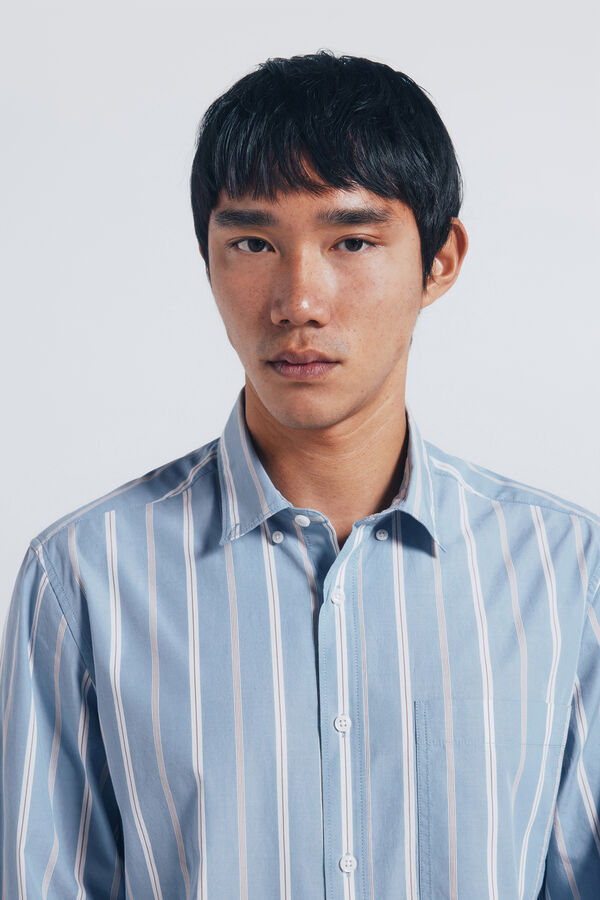 Springfield Camisa popelín rayas azul
