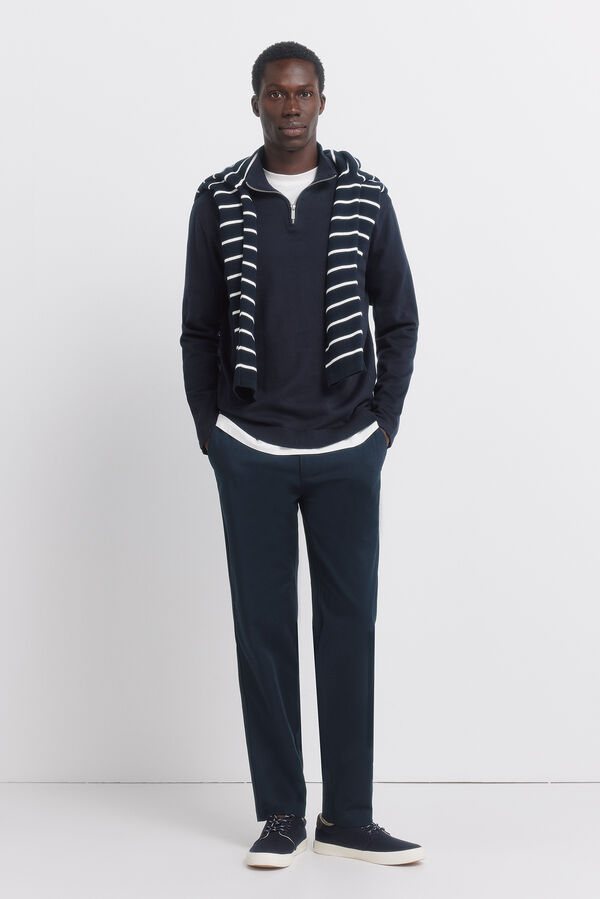 Springfield Camisola b&aacute;sica com fecho de fecho-&eacute;clair azul