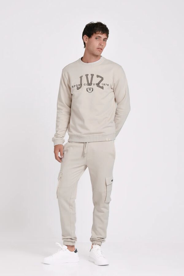 JVZ Sweatshirt de gola redonda com logo bege