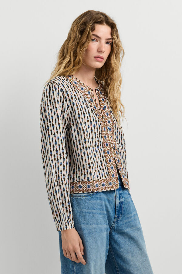 Pepe Jeans Casaco bordado combinado bege