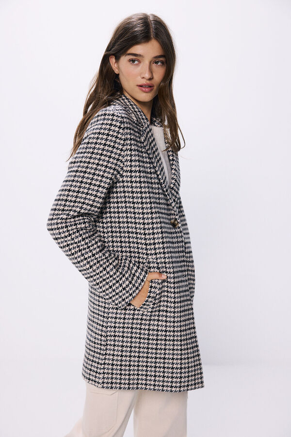 Springfield A-line checkered coat stone