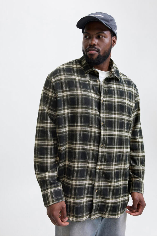 Jack & Jones PLUS Camisa xadrez regular fit PLUS preto