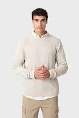 Celopman Camisola b&aacute;sica gola redonda bege