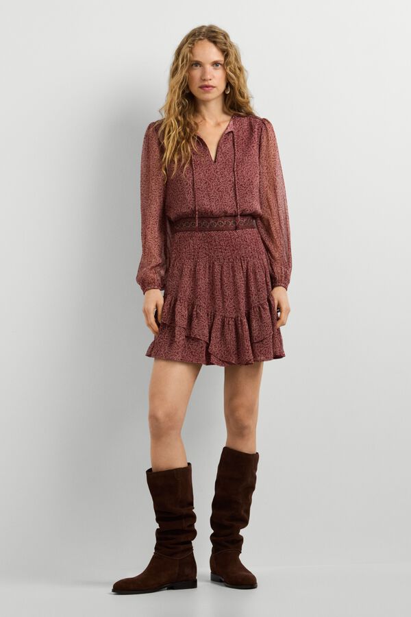 Pepe Jeans Vestido curto com folhos castanho
