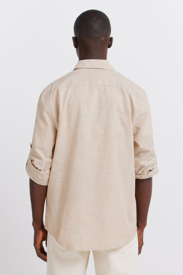 Springfield Camisa em algod&atilde;o slub castanho