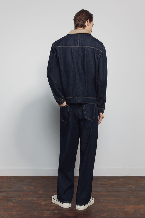 Springfield cal&ccedil;a jeans de perna larga, lavagem desbotada azul