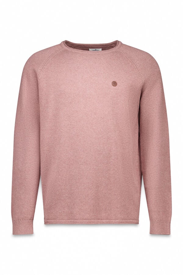 Springfield Camisola liso de gola alta rosa