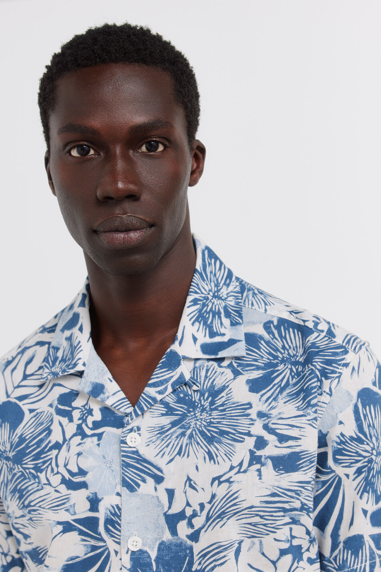 Springfield Camisa de manga curta em linho estampado