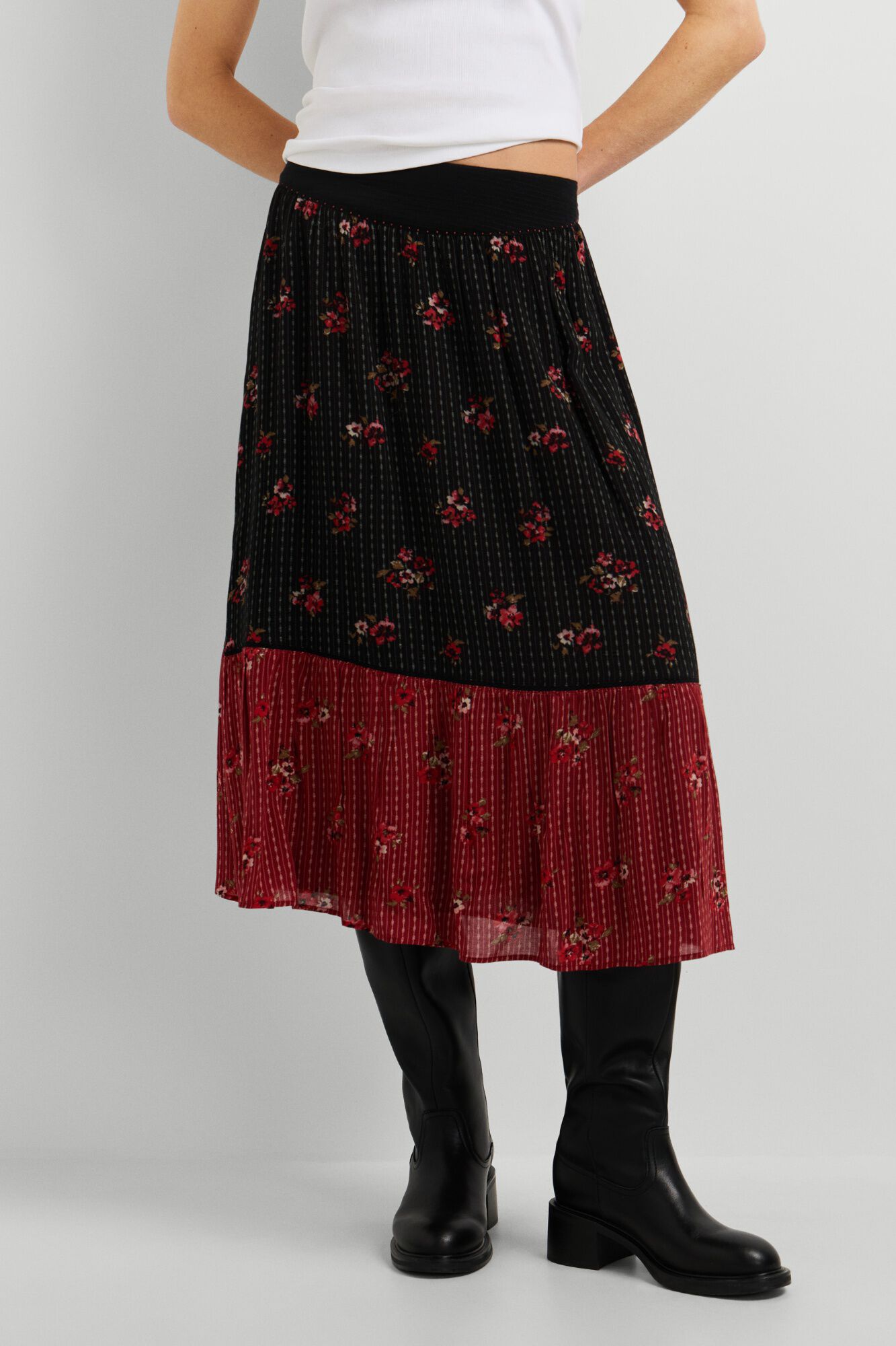 Pepe Jeans Saia midi com folhos