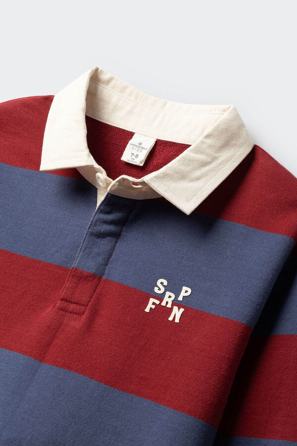 Springfield Kids Polo de riscas rugby para menino vermelho