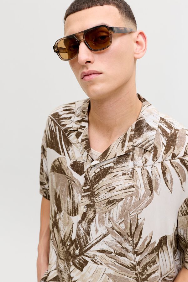 Jack & Jones Camisa relaxed fit em viscose cru