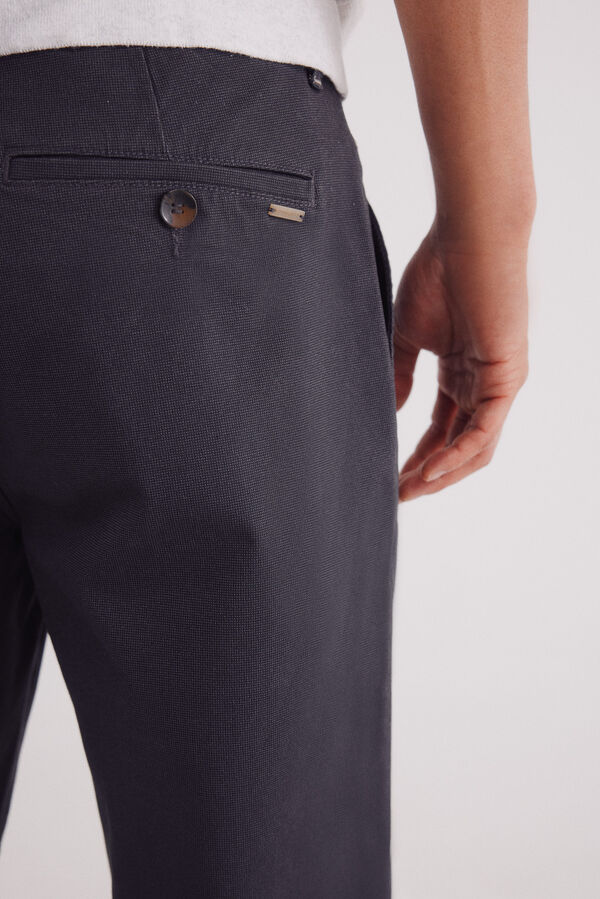 Springfield Calça calças chino slim fit com micro estampa cinzento
