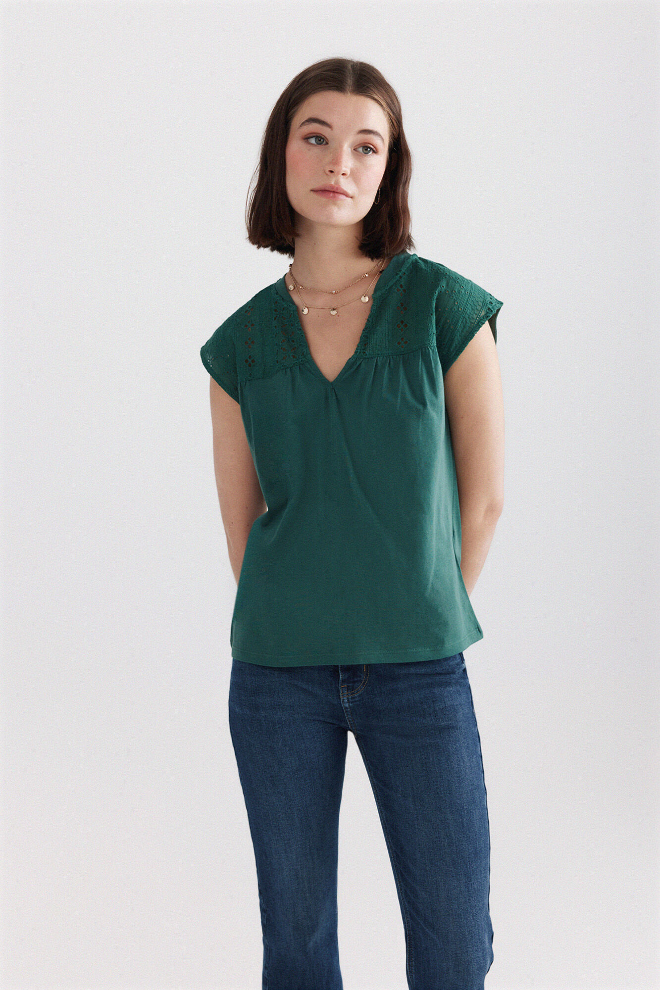 Springfield Camiseta bordado suizo