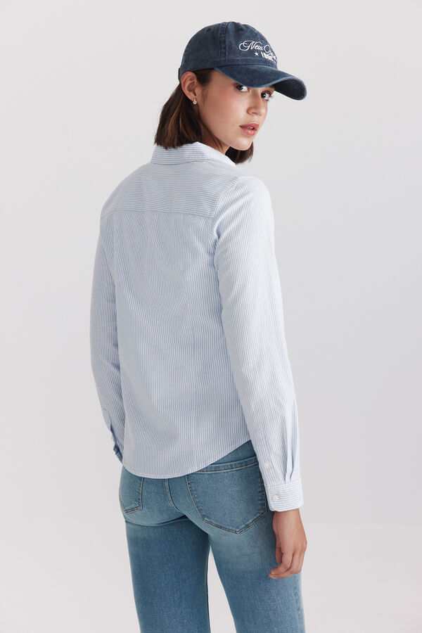 Springfield Blusa b&aacute;sica oxford azul