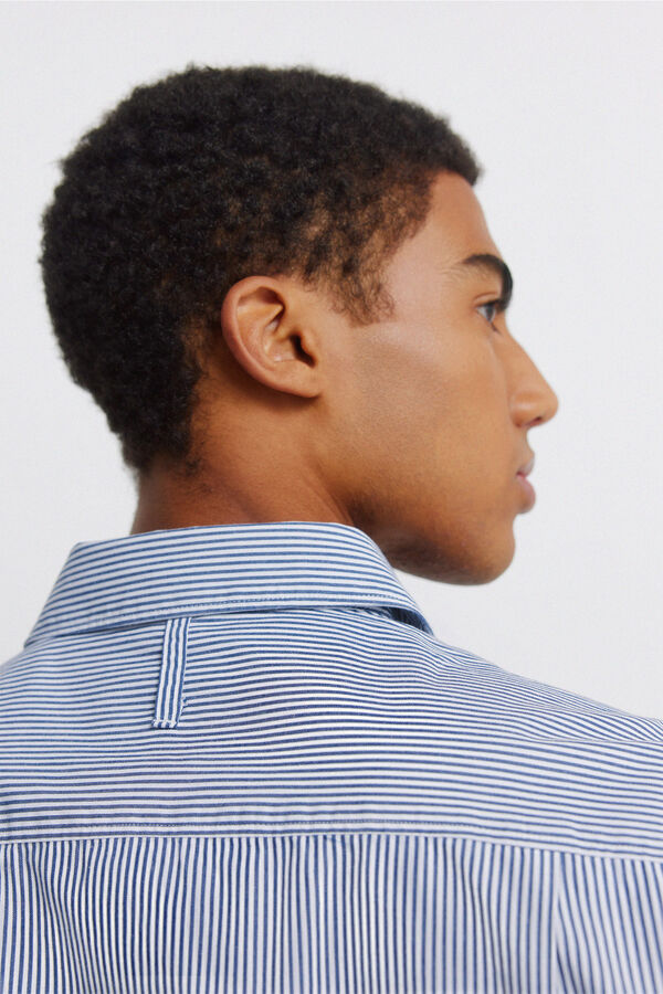 Springfield Camisa &agrave;s riscas com bordado no bolso azul