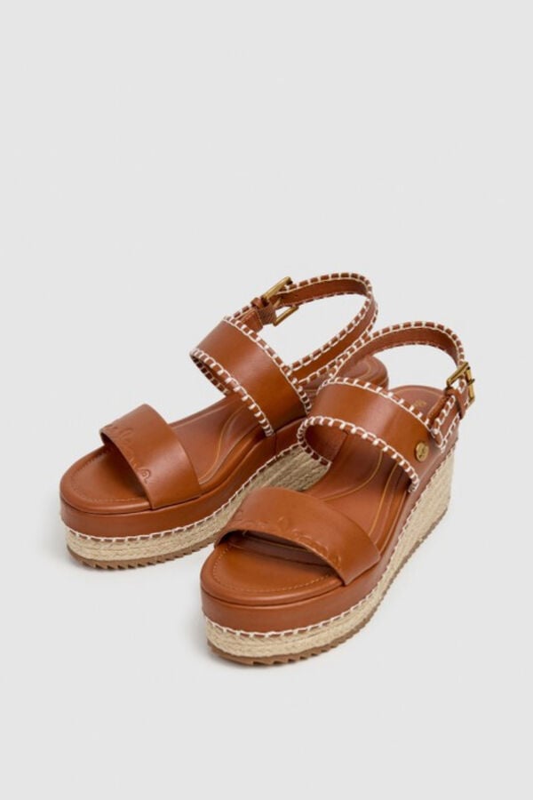 Pepe Jeans Sand&aacute;lias de cunha com fecho no tornozelo vison