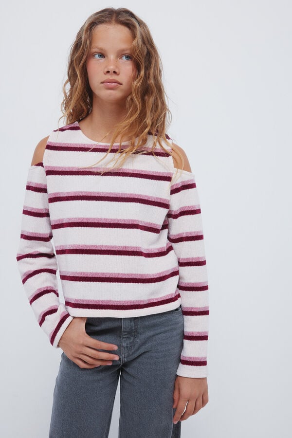 Springfield Kids Camiseta chenilla hombros descubiertos niña rosa