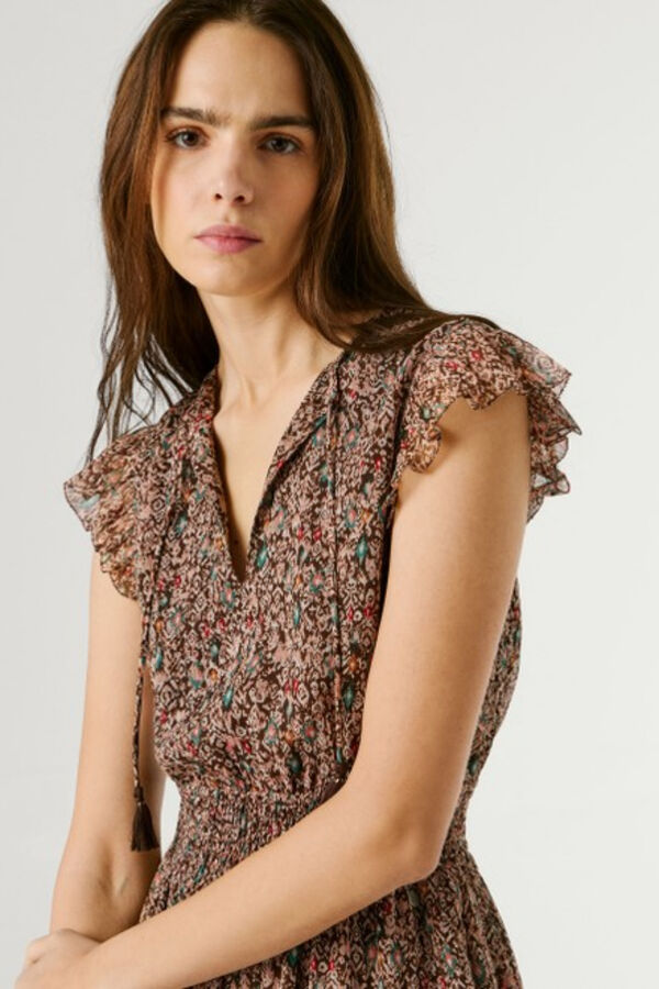 Pepe Jeans Vestido com mangas de folhos cru