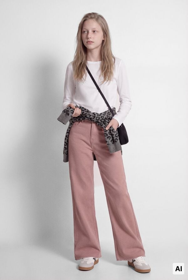 Springfield Kids Cal&ccedil;as culotte de sarja b&aacute;sicas para menina rosa