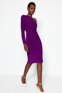 Trendyol Vestido midi de malha com ombros à mostra