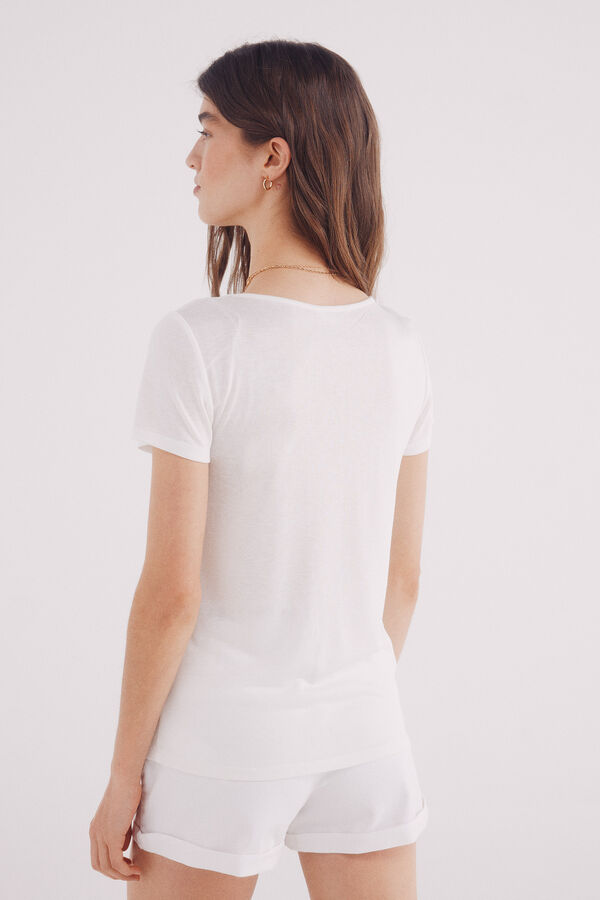 Springfield T-shirt decote crochet estampado