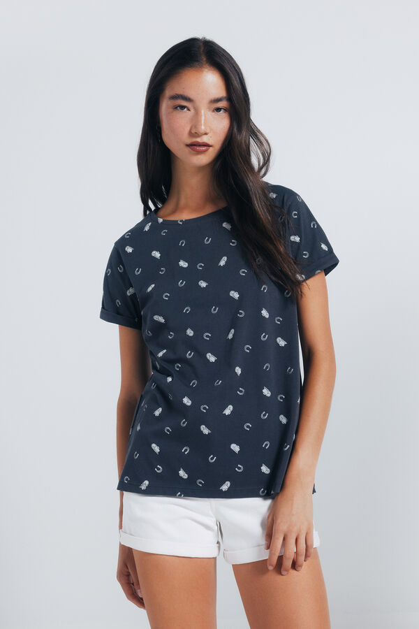 Springfield Camiseta com pequenos motivos cinzento