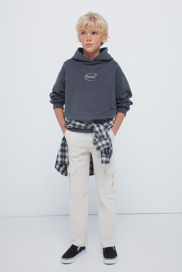 Springfield Kids Sweatshirt "Abrace a bagunça" para capuz cinzento