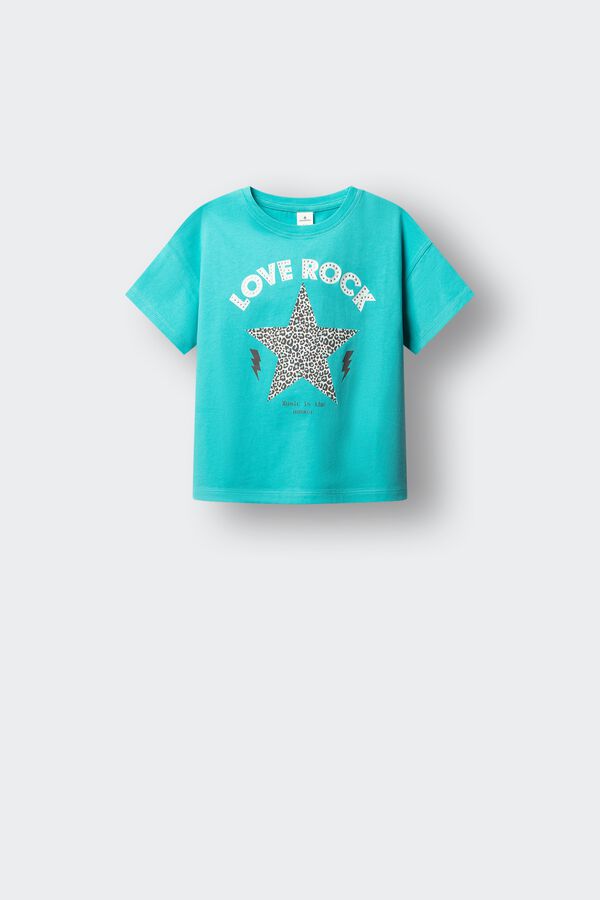 Springfield Kids Camiseta manga corta love rock ni&ntilde;a verde
