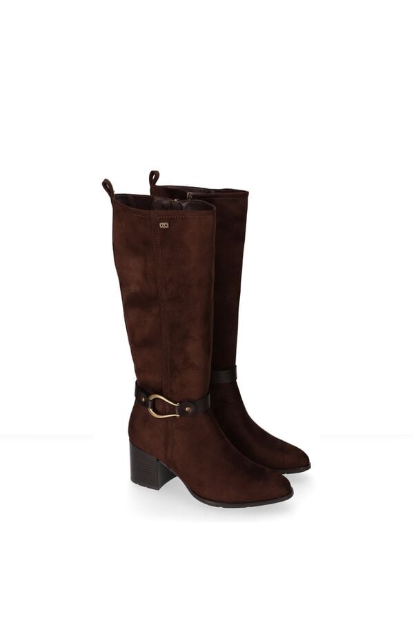 Chika 10 Botas de cano alto com detalhe met&aacute;lico cru