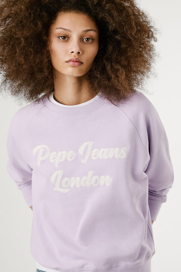 Pepe Jeans  Sweatshirt de manga comprida com logo bordado na frente rosa