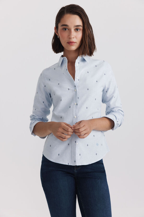 Springfield Blusa b&aacute;sica oxford azul