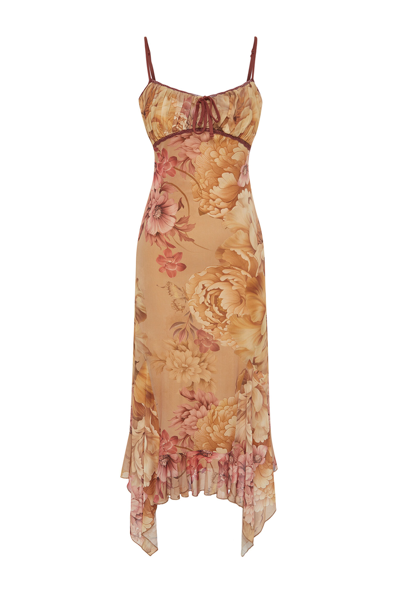 Trendyol Vestido midi com detalhe de la&ccedil;o