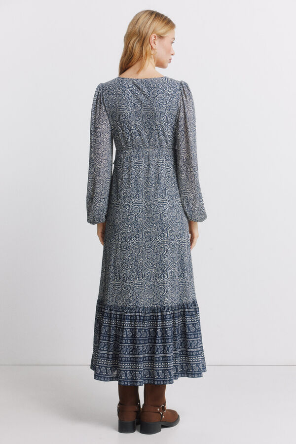 Springfield Vestido midi com folho azul