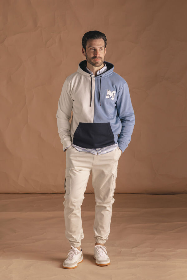Celopman Moletom canguru com Sweatshirt verticais azul