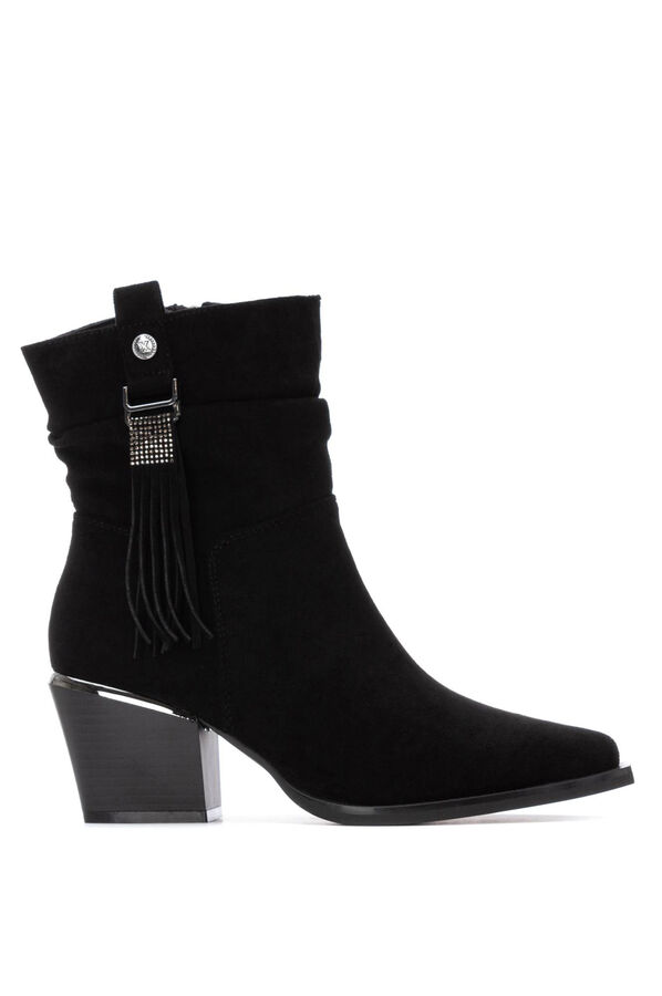 XTI Suede Fringed Boot black