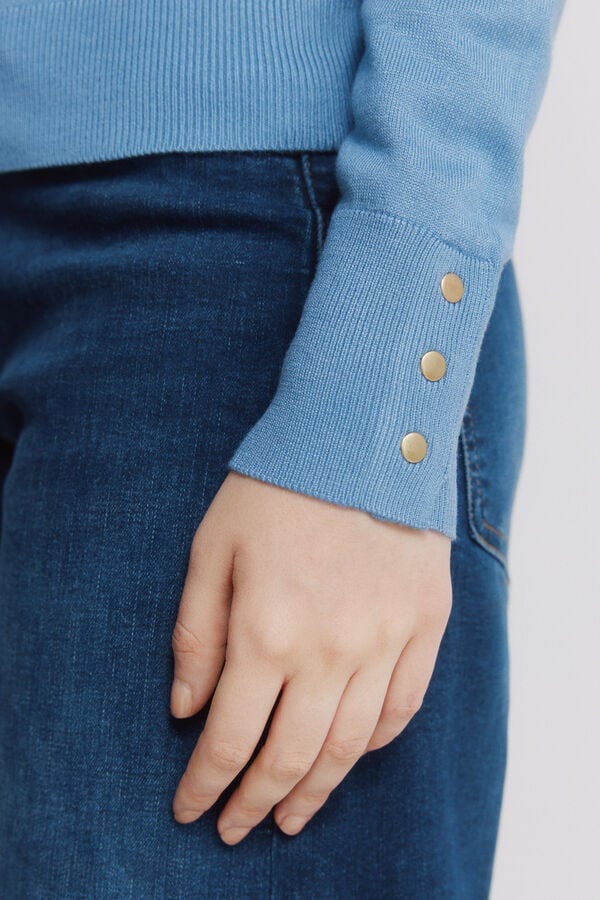 Springfield Camisola fina bot&otilde;es punhos azul