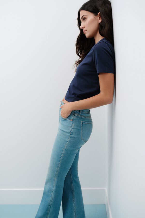 Springfield Jeans bootcut flare de cintura baixa azul