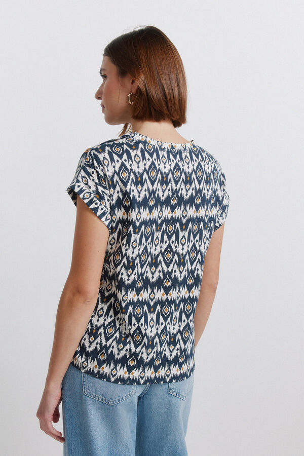 Springfield T-shirt estampada com bot&otilde;es azul