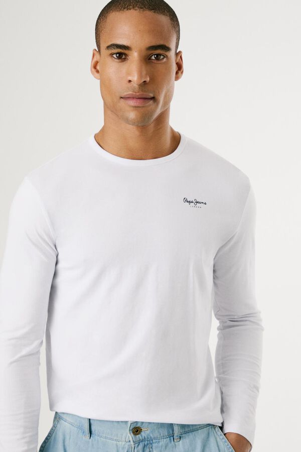 Pepe Jeans Camiseta Slim Fit Manga Longa branco