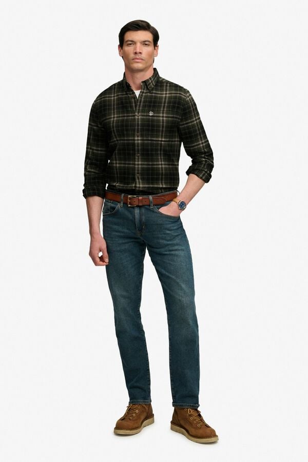 Superdry Camisa de manga comprida aos quadrados verde