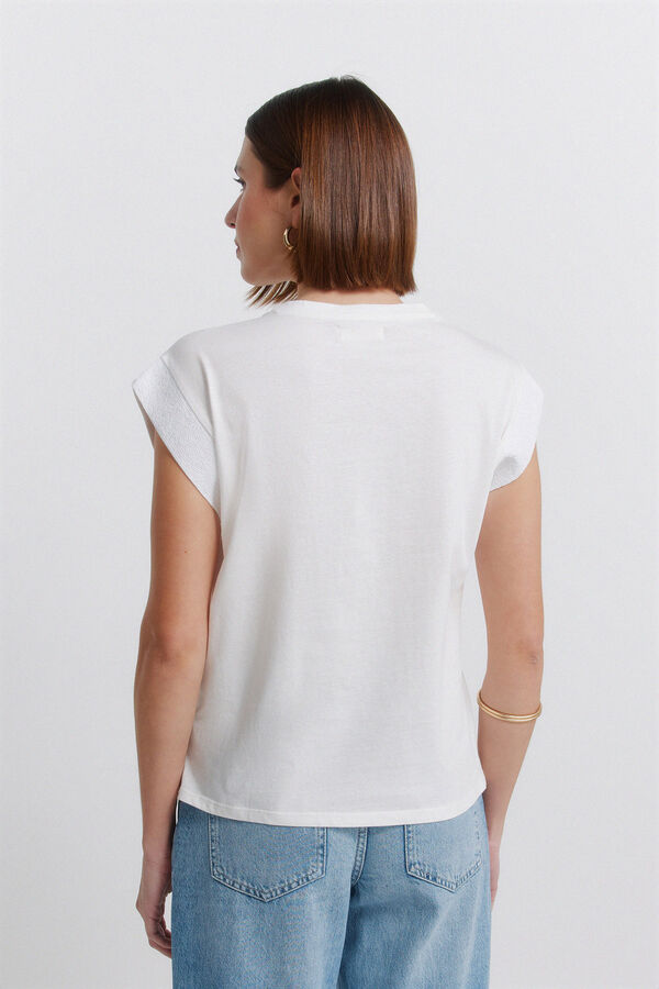 Springfield T-shirt de manga curta com lantejoulas branco