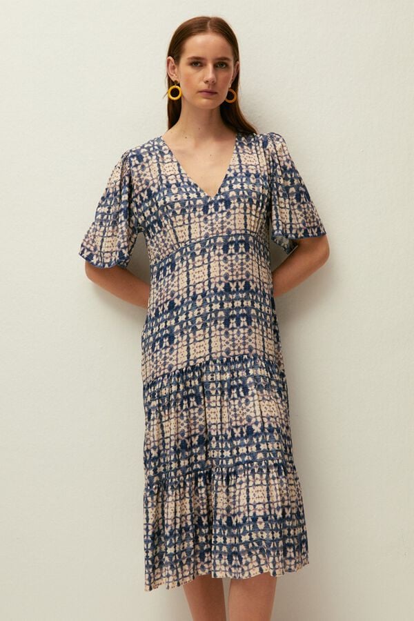 Systemaction Vestido comprido estampado azul