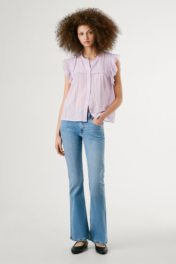Pantalón denim flare tiro bajo Pimlico