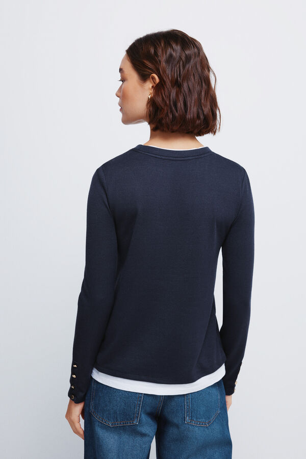 Springfield Soft touch double garment effect T T-shirt blue